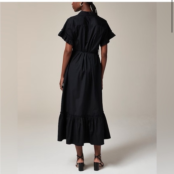 J Crew Women's Amelia Maxi Shirtdress in Black Cotton Poplin Size S - Picture 2 of 11